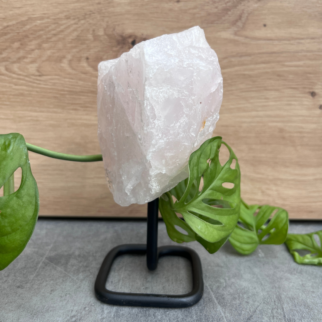 Rozenkwarts ruw brok op standaard. De steen van de liefde.